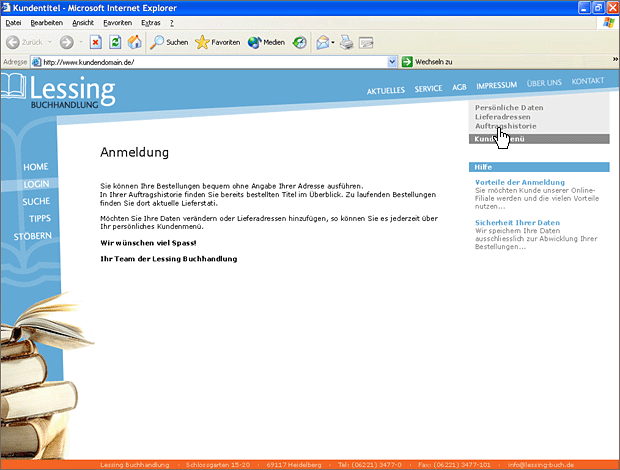 Screenshot von Liber, Beschreibung siehe unten.
