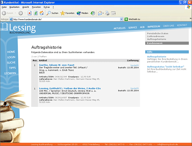 Screenshot von Liber, Beschreibung siehe unten.
