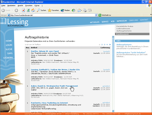 Screenshot von Liber, Beschreibung siehe unten.