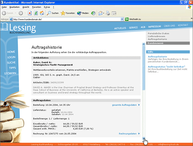 Screenshot von Liber, Beschreibung siehe unten.