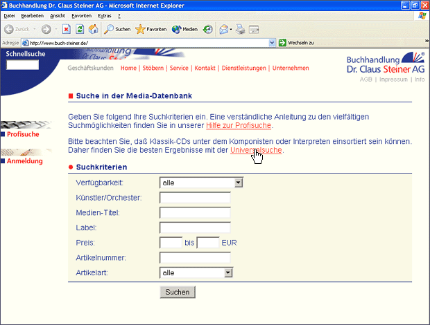 Screenshot von Liber, Beschreibung siehe unten.