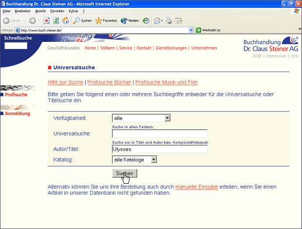 Screenshot von Liber, Beschreibung siehe unten.