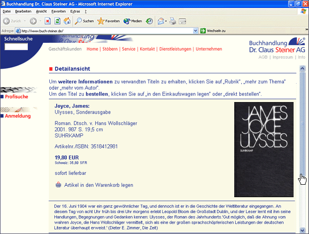 Screenshot von Liber, Beschreibung siehe unten.