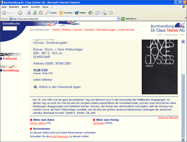 Screenshot von Liber, Beschreibung siehe unten.