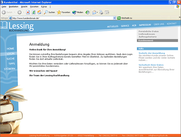 Screenshot von Liber, Beschreibung siehe unten.