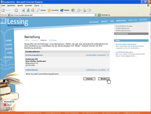 Screenshot von Liber, Beschreibung siehe unten.