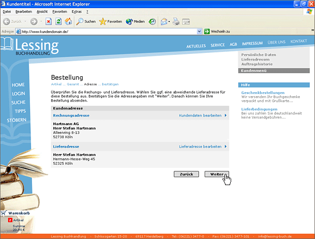 Screenshot von Liber, Beschreibung siehe unten.