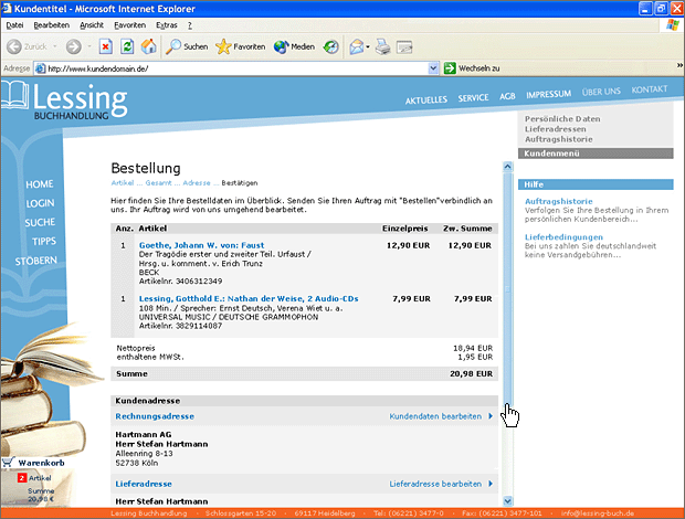 Screenshot von Liber, Beschreibung siehe unten.