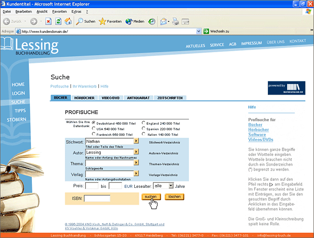 Screenshot von Liber, Beschreibung siehe unten.