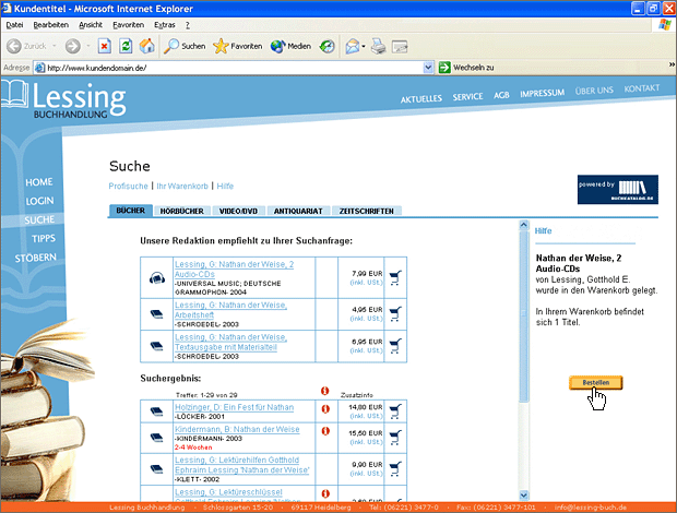 Screenshot von Liber, Beschreibung siehe unten.