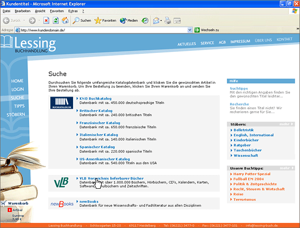 Screenshot von Liber, Beschreibung siehe unten.