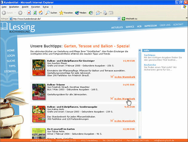 Screenshot von Liber, Beschreibung siehe unten.
